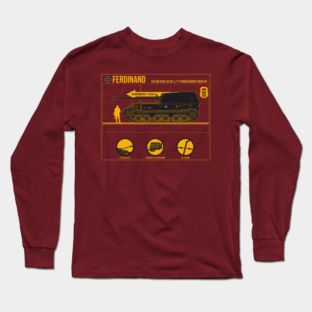 Infographic German tank destroyer Ferdinand Long Sleeve T-Shirt by FAawRay